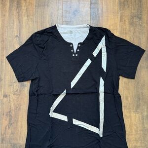 INC International Concepts Men's Black Graphic Henley Shirt